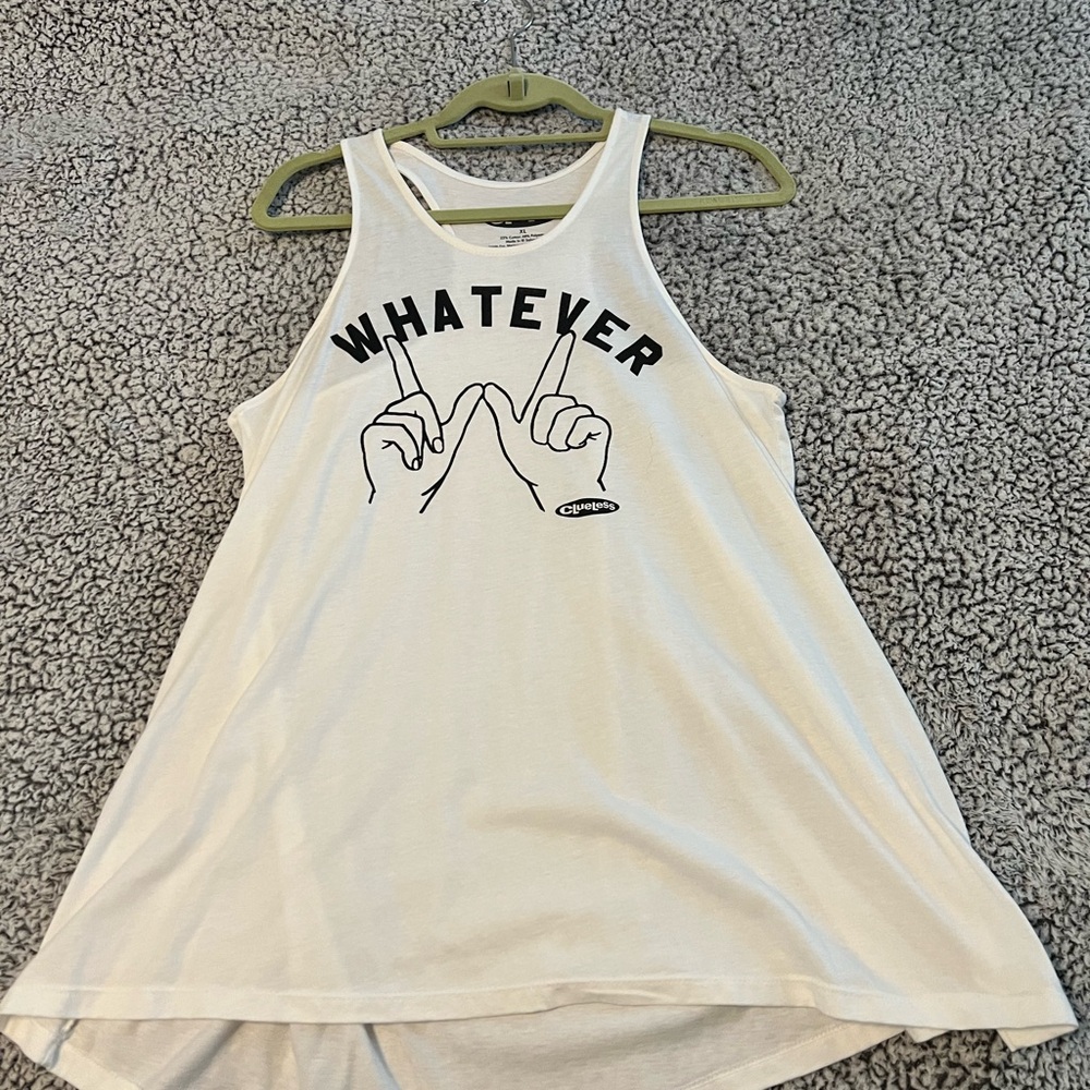 WHATEVER Clueless Graphic Tank Top - White